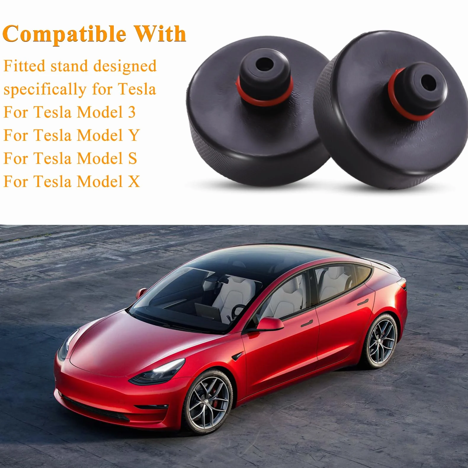 Tesla Model 3/S/X/Y Jack Pad Valet de Arandelas, Almohadilla de elevación de goma con maletín de almacenamiento con 4 arandelas, accesorios para vehículos Tesla (juego de 9)