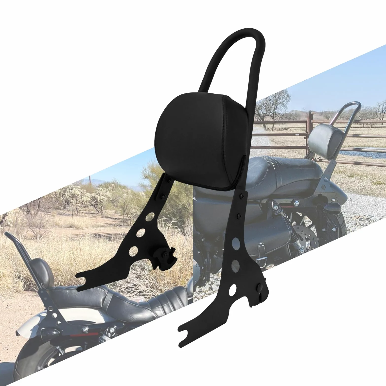 Respaldo de pasajero desmontable con barra de apoyo para motocicleta, con almohadilla, compatible con Harley Sportster Iron 883, XL883N, 1200, 2004-2022