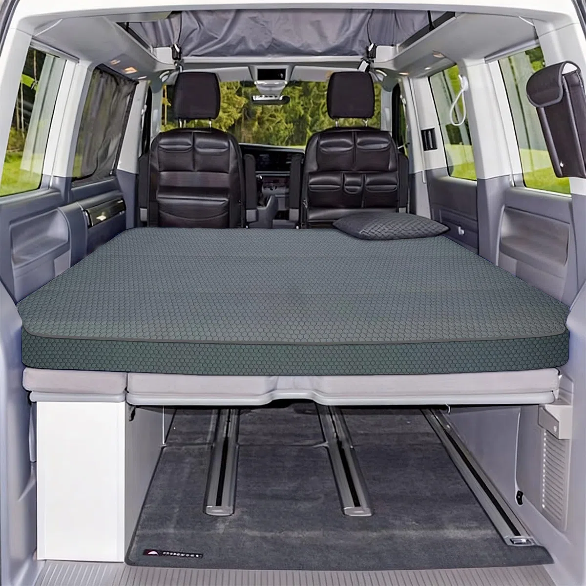 Colchón de vehículo plegable grueso y cálido transpirable compatible con VW T32 T4 T5 T6 T6.1 T7 Multivan California Beach Caravelle y Transporter 186 x 148 x 8 cm Accesorios para