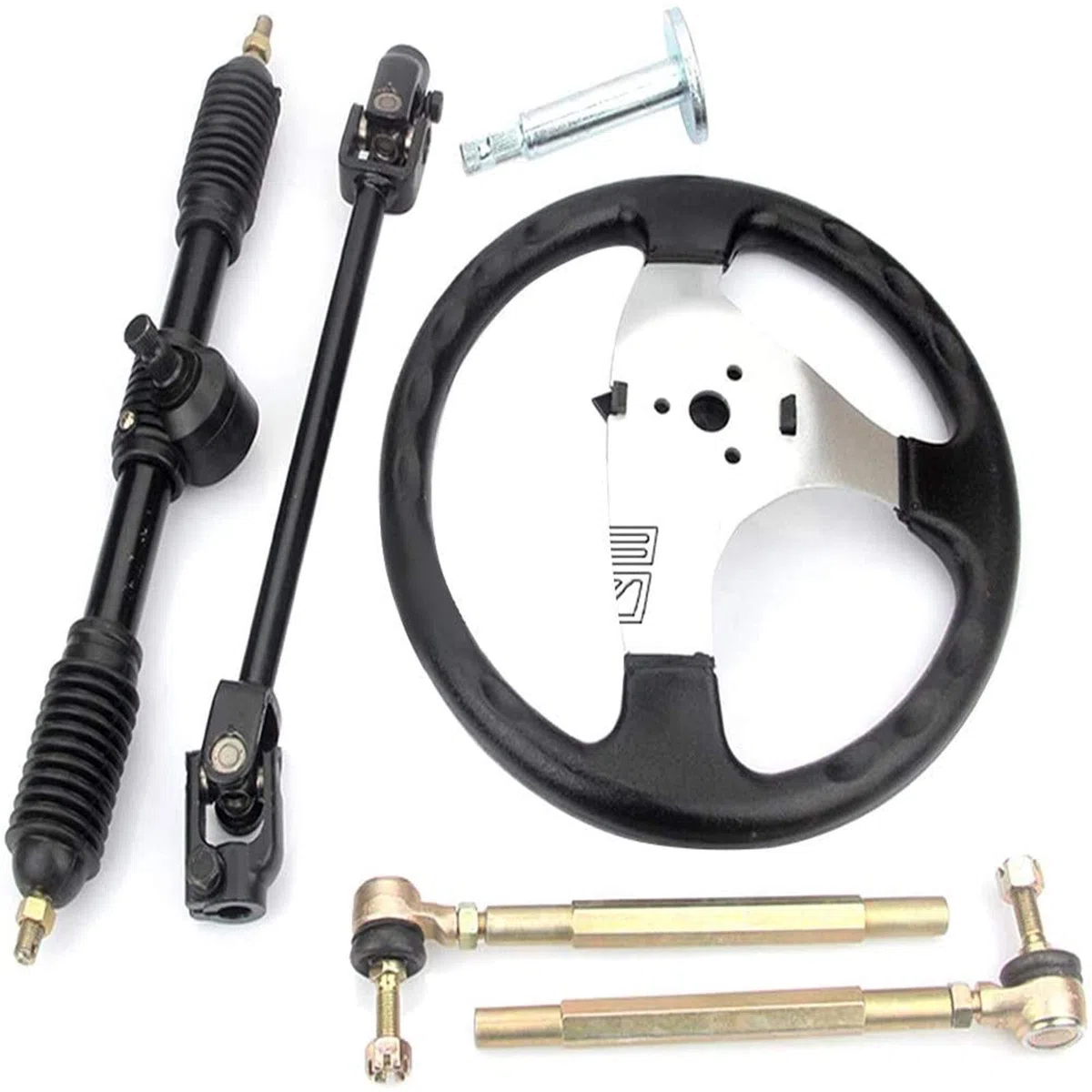 Go-Kart 300 mm - Kit de guía, volante de barco, volante de dirección, rack con cremallera y piñón, herramienta de montaje