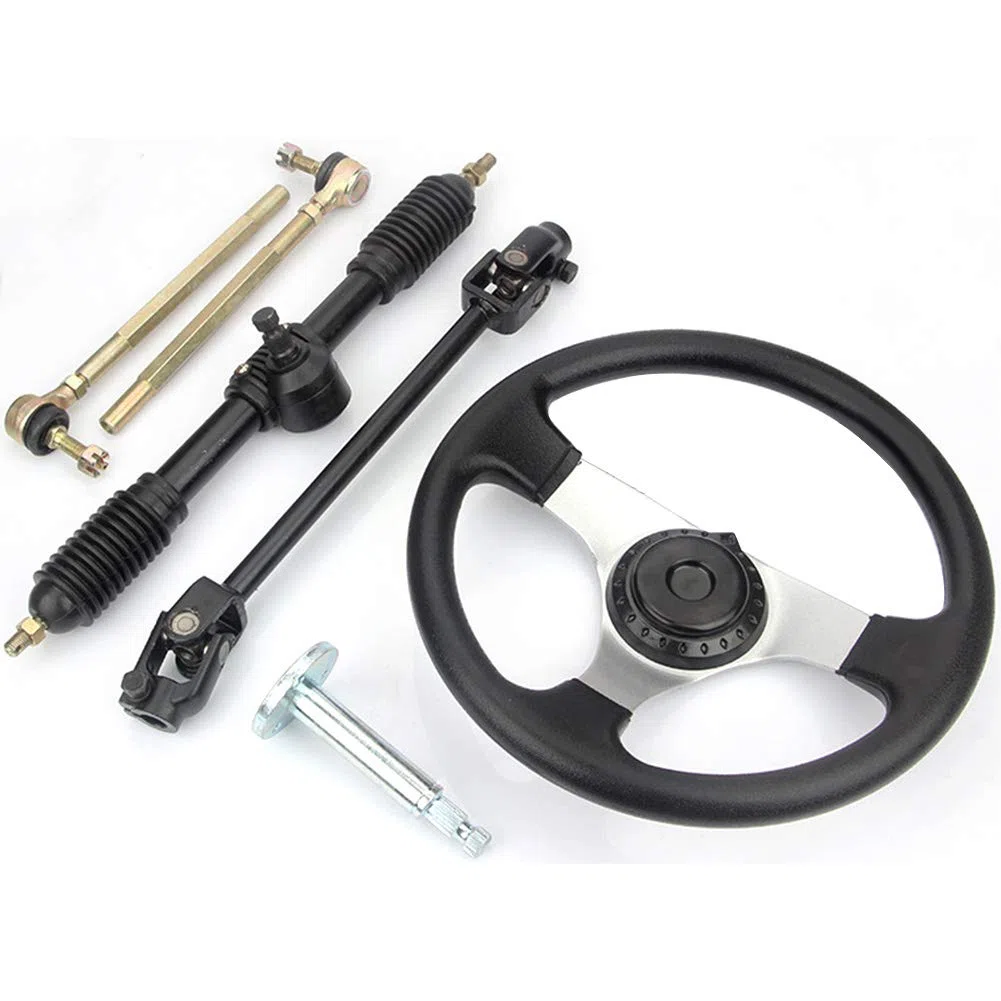 Go-Kart 300 mm - Kit de guía, volante de barco, volante de dirección, rack con cremallera y piñón, herramienta de montaje