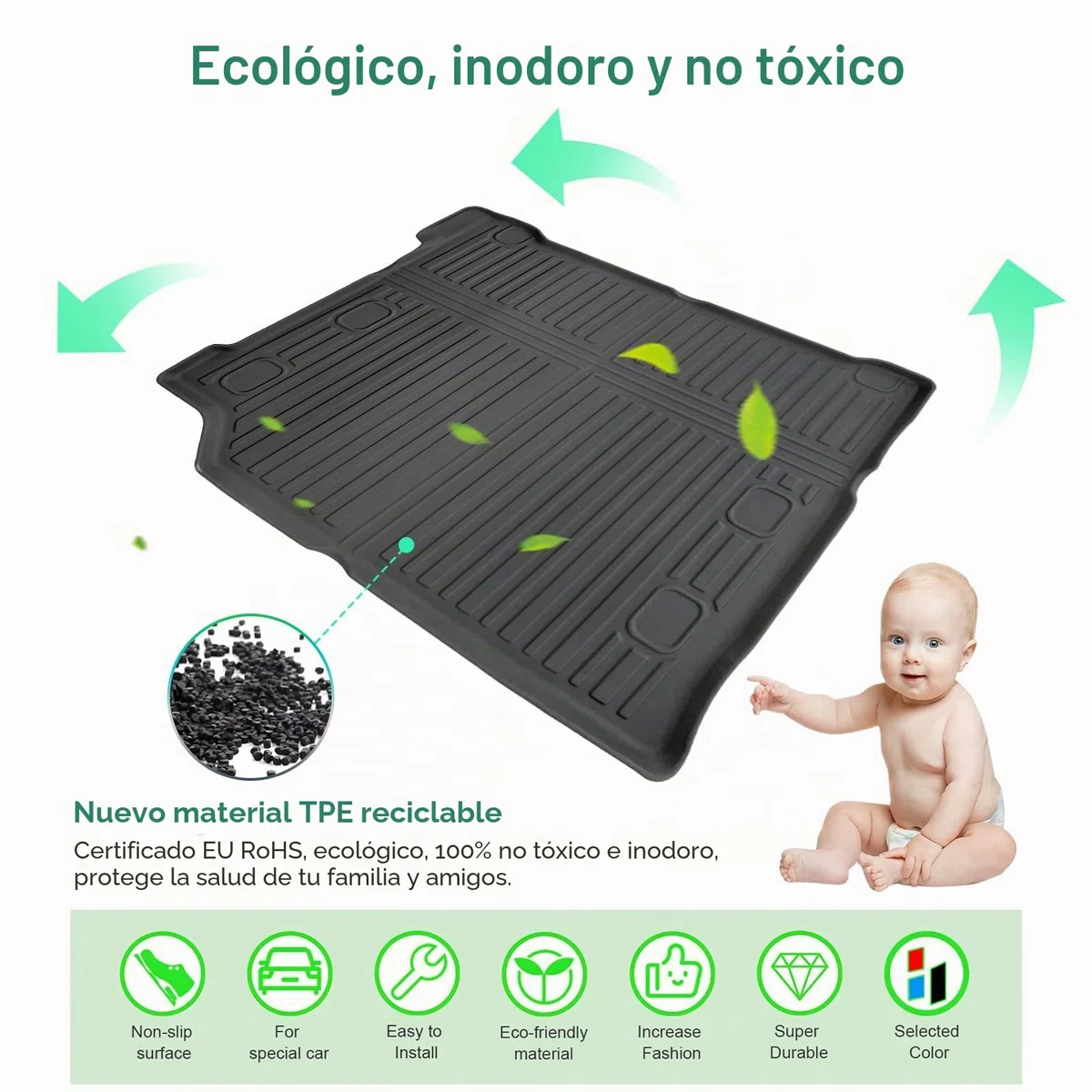 GAFAT J eep Wrangler JL 4XE Plug-in Hybrid 2021-2024 2025 Alfombrilla para Maletero, Fácil de Plegar, Wrangler 4xe TPE Alfombrilla Todas Las Condiciones Climáticas, Original Escaneo 3D, Borde Alto