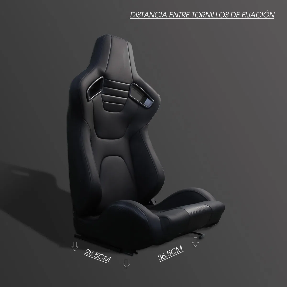 M MODAUTO Asiento Deportivo Coche,Semibaquet Ajustable,Ríeles incluidos,Conductor y Pasajero, para Coche y Simulador de Conducción,Modelo N775L,Asiento Negro con Carbono