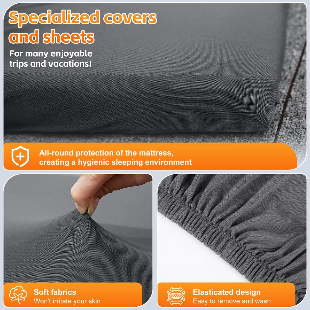 Sábana Bajera Repuesto para VW Grand California 680 3 Piezas, Lujo Sábana Ajustable para Autocaravana Cama Trasera, Loft Techo Emergente Accesorios para Autocaravana