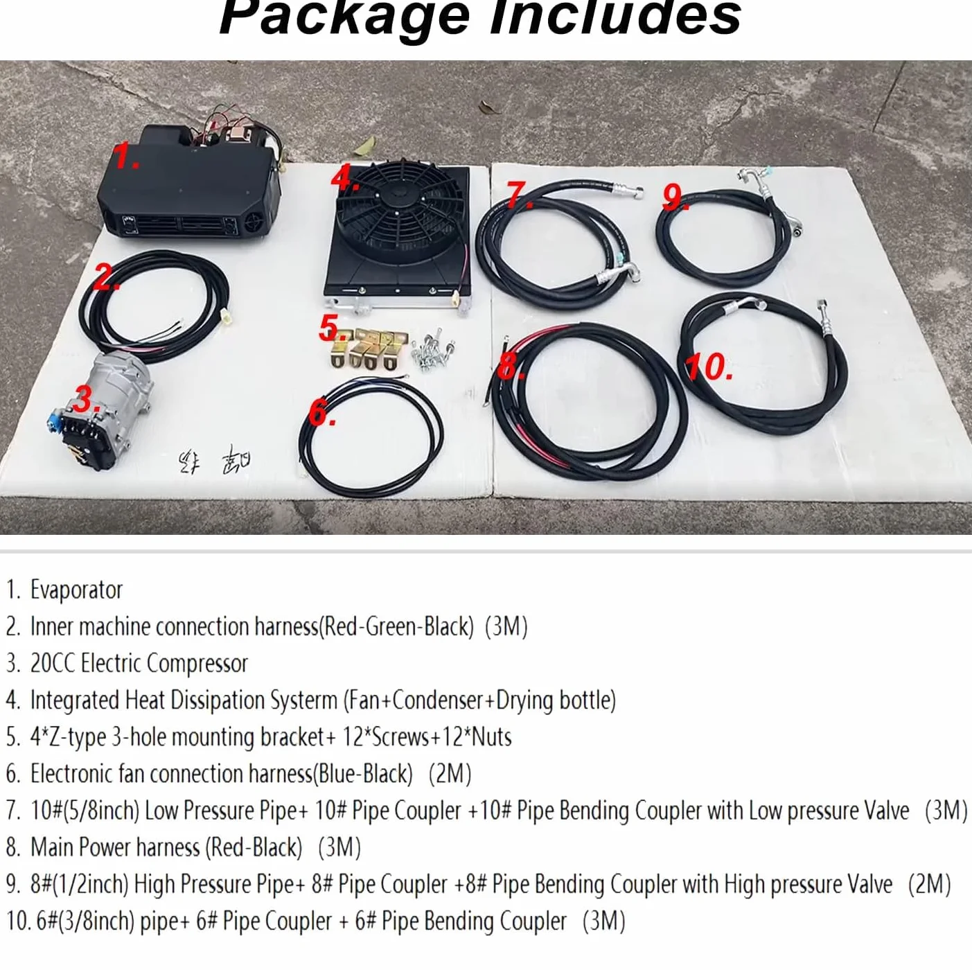 Kit de aire acondicionado eléctrico universal para debajo del salpicadero, 12 V, 3 kW, apto para furgonetas y autocaravanas (solo refrigeración)